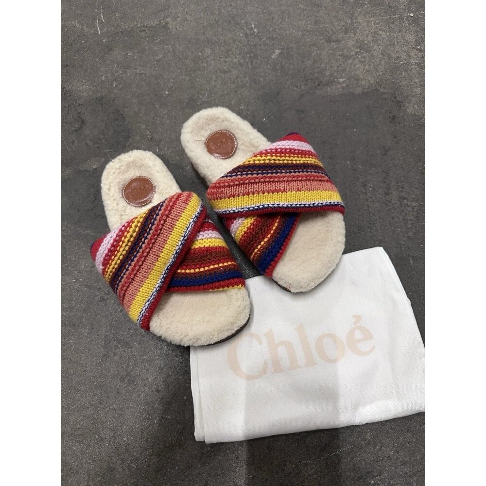 Chloe Wavy Slides Sandals Multicolor Red